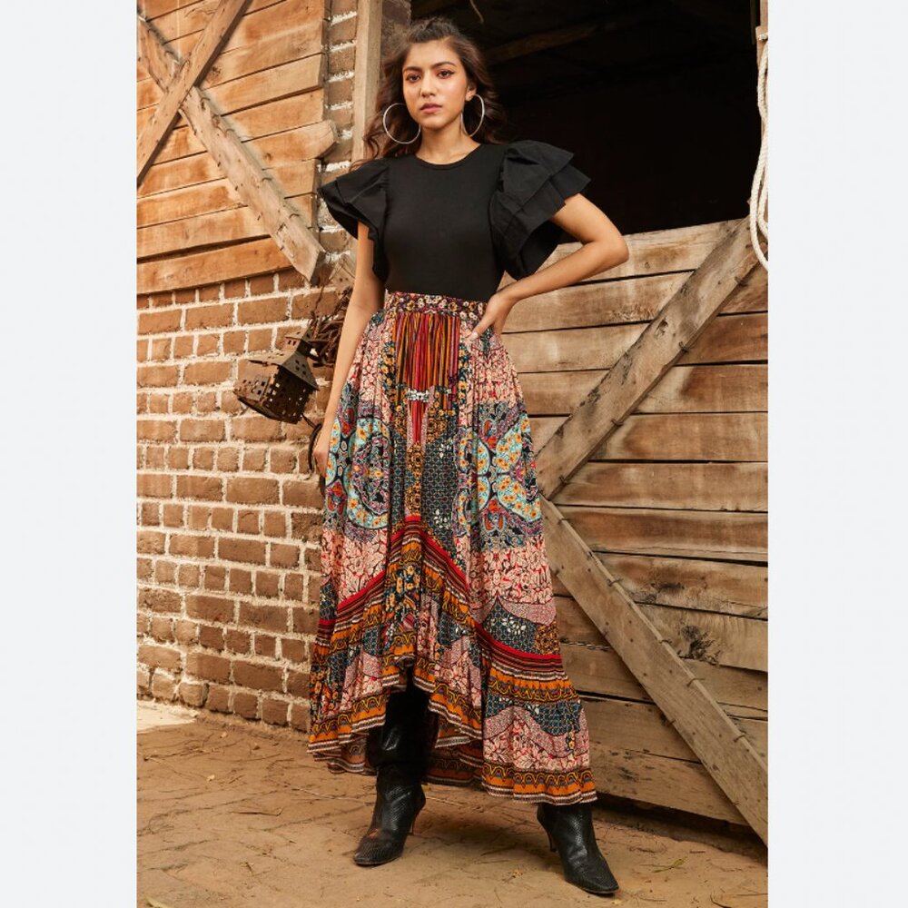 Bhanuni by Jyoti Anthropologie Allaire High Low Maxi Skirt Size 12 like new!